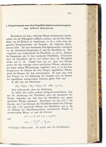 Einstein, Albert (1879-1955) et alia. Annalen der Physik, 1901.